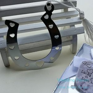 Lucky in Love Horseshoe Bookmark Favors123