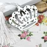Stainless Steel Crown Bookmark with Flower Tassels69